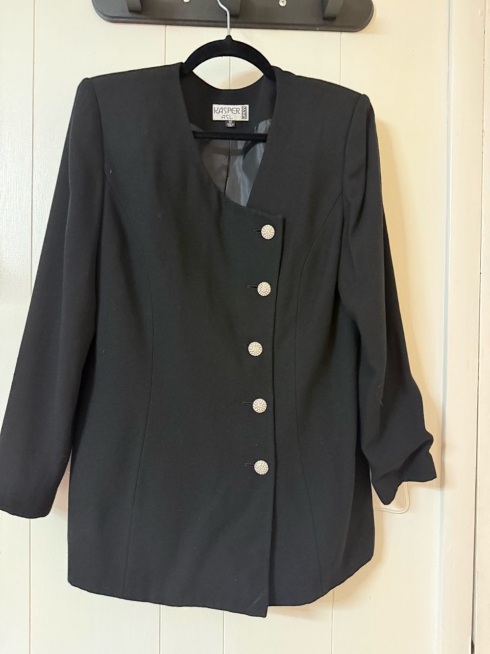 Kasper Black Asymmetric Button Front Blazer - Picture 2 of 3